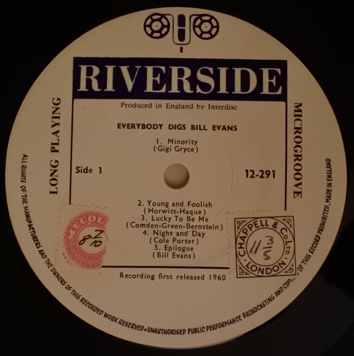 Bill Evans Trio ‎– Everybody Digs Bill Evans（Riverside Records ‎– RLP  12-291）mono