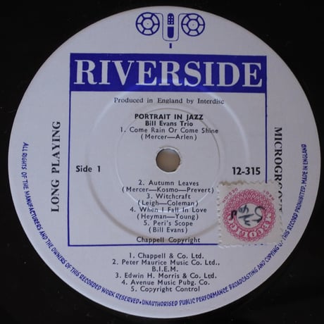 The Bill Evans Trio – Portrait In Jazz（Riverside Records – RLP 12-315）mono