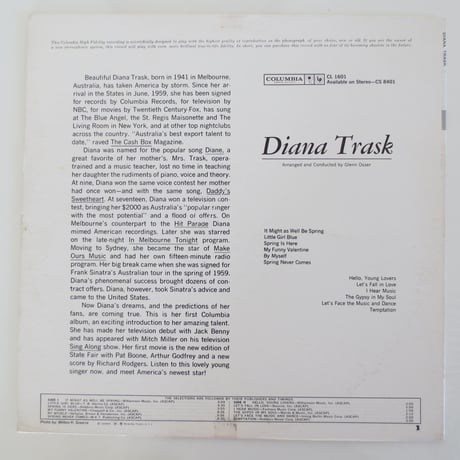 Diana Trask ‎– Diana Trask（Columbia ‎– CL 1601）mono