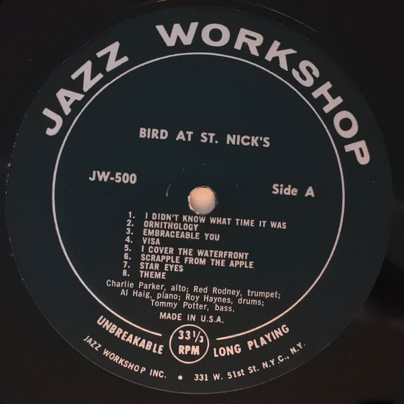 Charlie Parker ‎– Bird At St. Nick's ( Jazz W