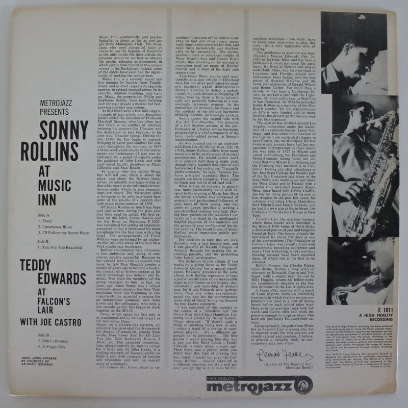 Sonny Rollins / Teddy Edwards With Joe Castro
