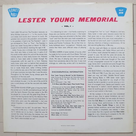 Lester Young / Lester Young Memorial Vol. 1 (Sonet SLP29) mono