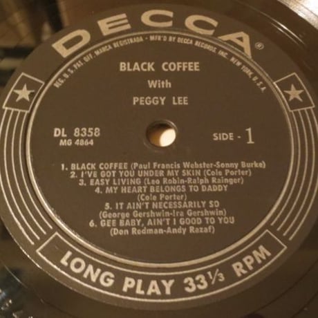 Peggy Lee / Black Coffee With Peggy Lee（Decca ‎– DL8358）mono