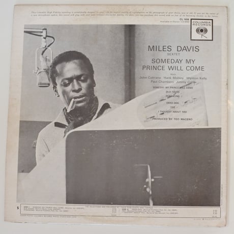 Miles Davis Sextet  ‎– Someday My Prince Will Come（Columbia ‎– CL 1656）mono