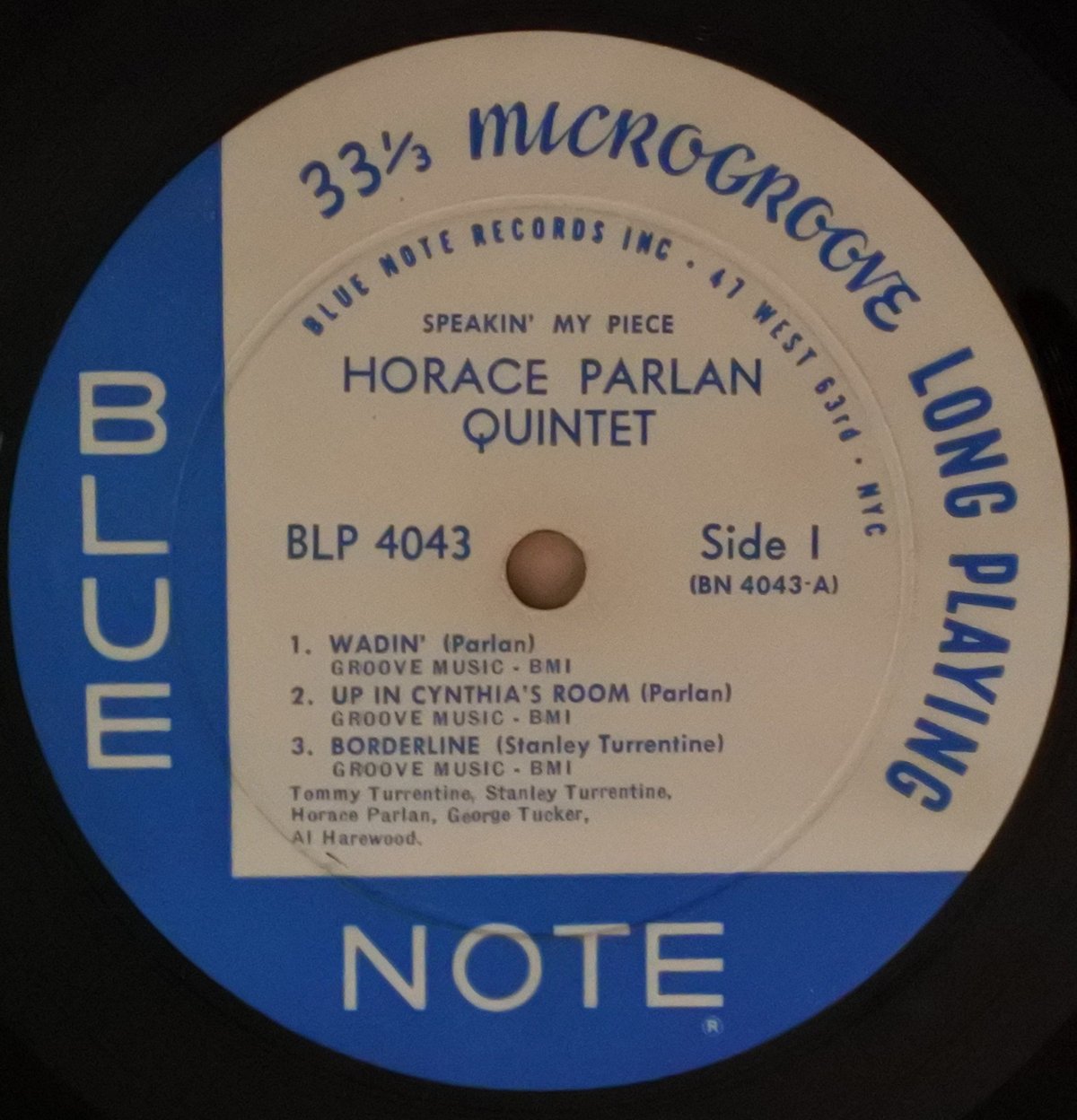Horace Parlan Quintet ‎– Speakin' My Piece（Blue