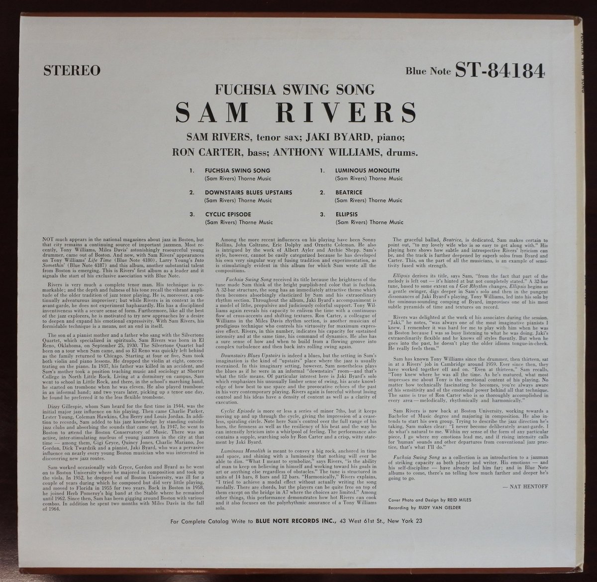 Sam Rivers ‎– Fuchsia Swing Song （Blue Note ‎–