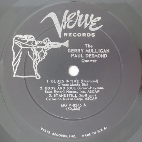 Gerry Mulligan - Paul Desmond Quartet ‎– Gerry Mulligan - Paul Desmond Quartet（Verve  MGV-8246）mono