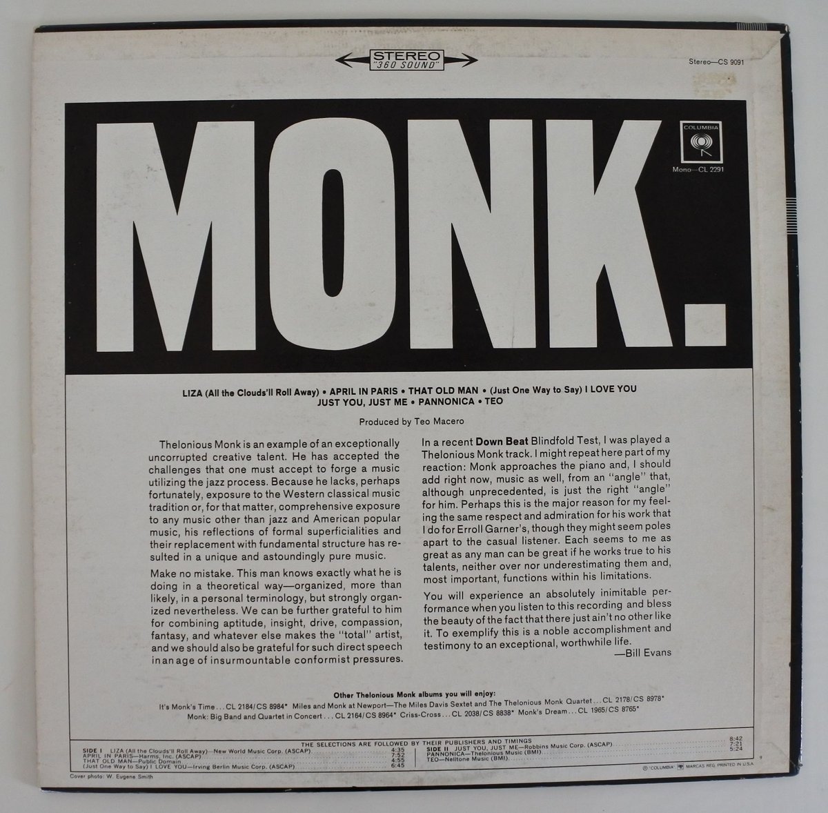 Thelonious Monk ‎– Monk.（Columbia ‎– CS 9091）st