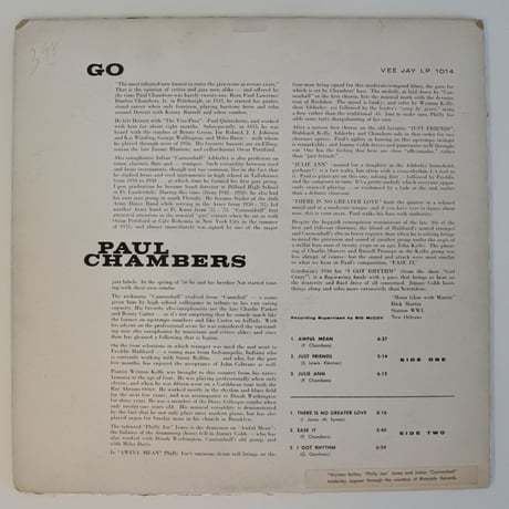 Paul Chambers  ‎– Go（Vee Jay Records ‎– LP 1014）mono