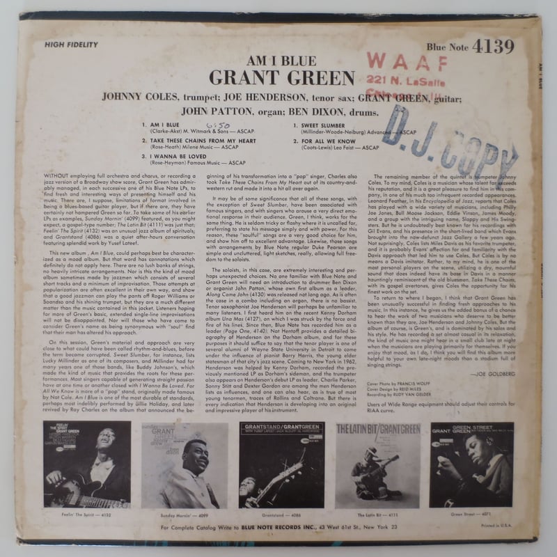 Grant Green ‎– Am I Blue（Blue Note ‎– BLP 4139）