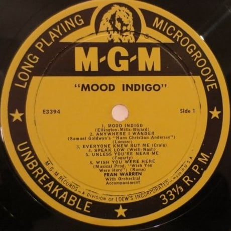Fran Warren / Mood Indigo (MGM E3394) mono