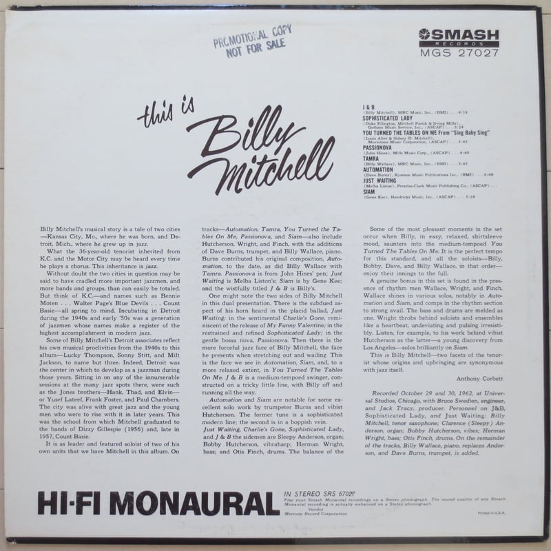 Billy Mitchell ‎– This Is Billy Mitchell（Smash