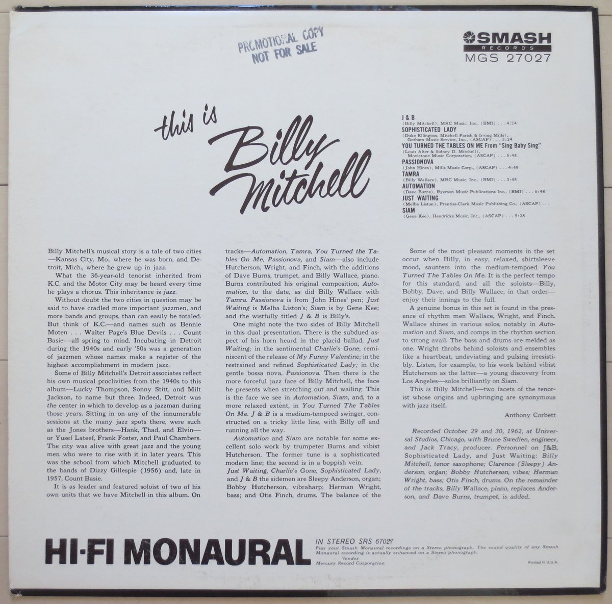 Billy Mitchell ‎– This Is Billy Mitchell（Smash