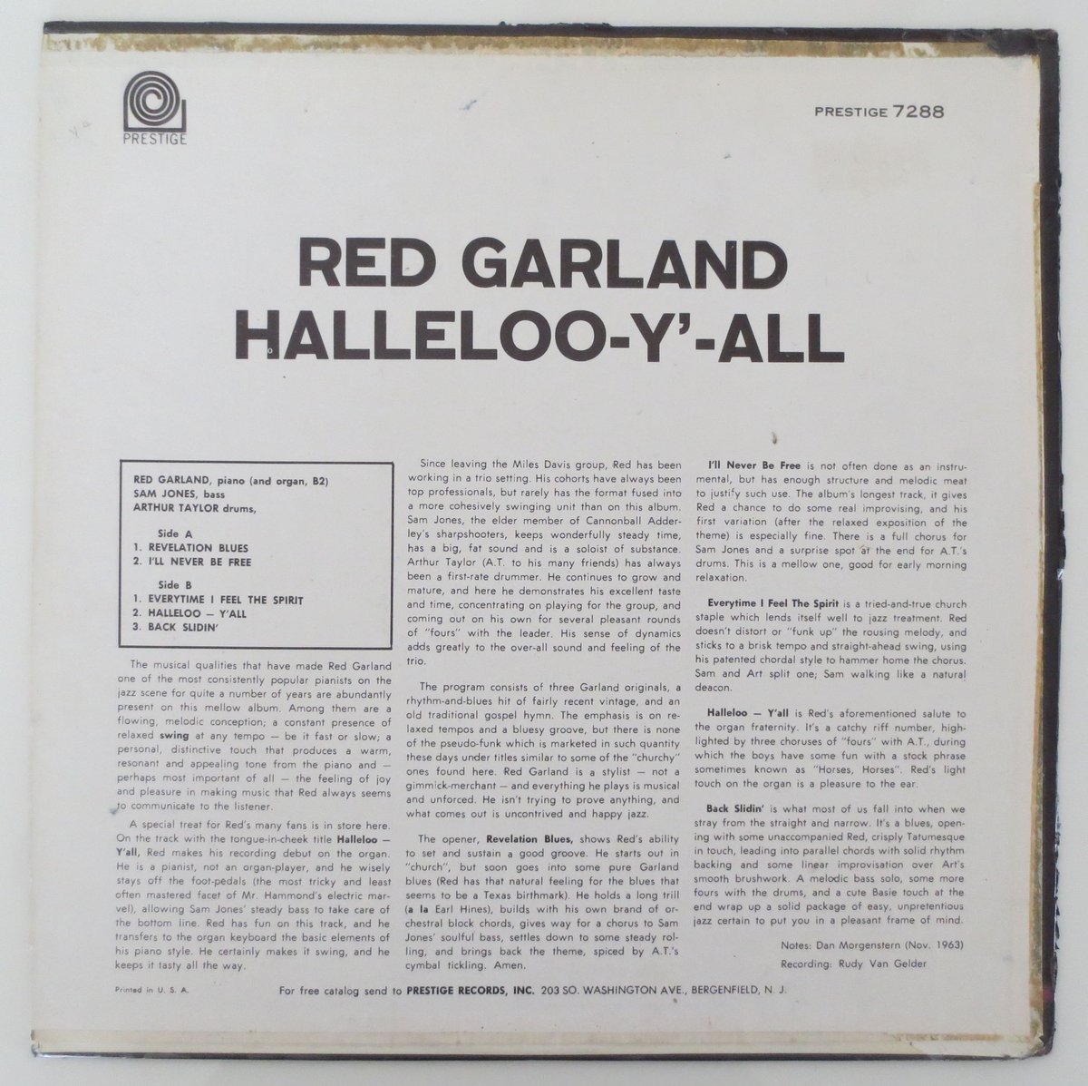 Red Garland ‎– Halleloo-Y'-All（Prestige ‎– PRLP