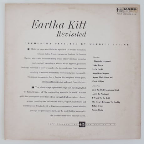 Eartha Kitt ‎– Revisited（Kapp Records ‎– KL-1192）mono