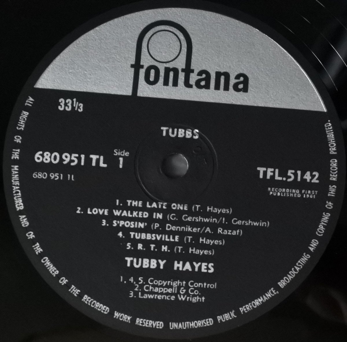 Tubby Hayes ‎– Tubbs（ Fontana ‎– TFL 5142）mono