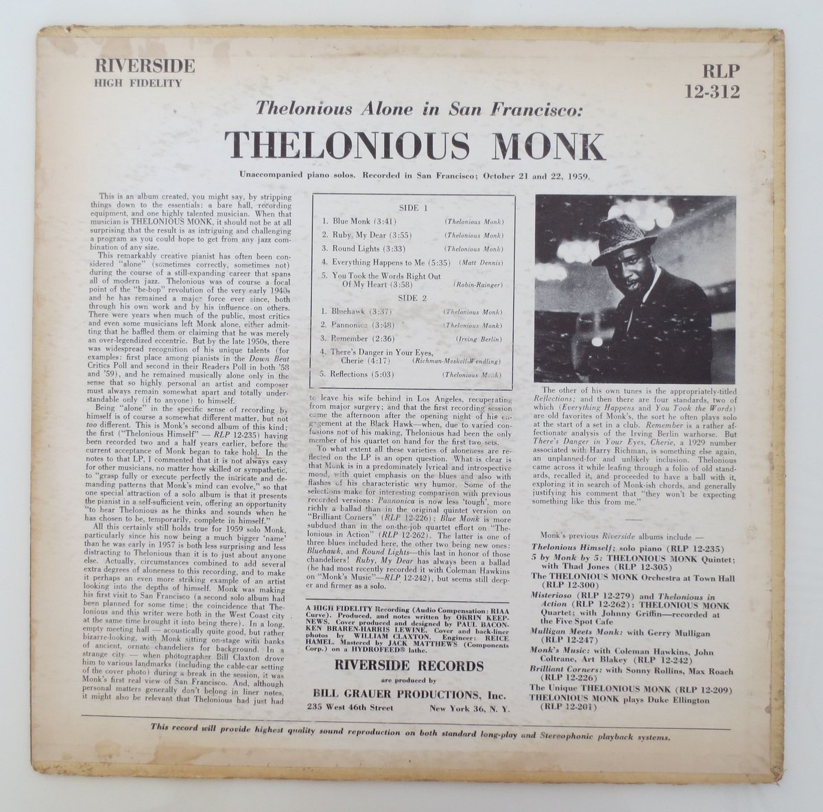 Thelonious Monk ‎– Thelonious Alone In San Fran