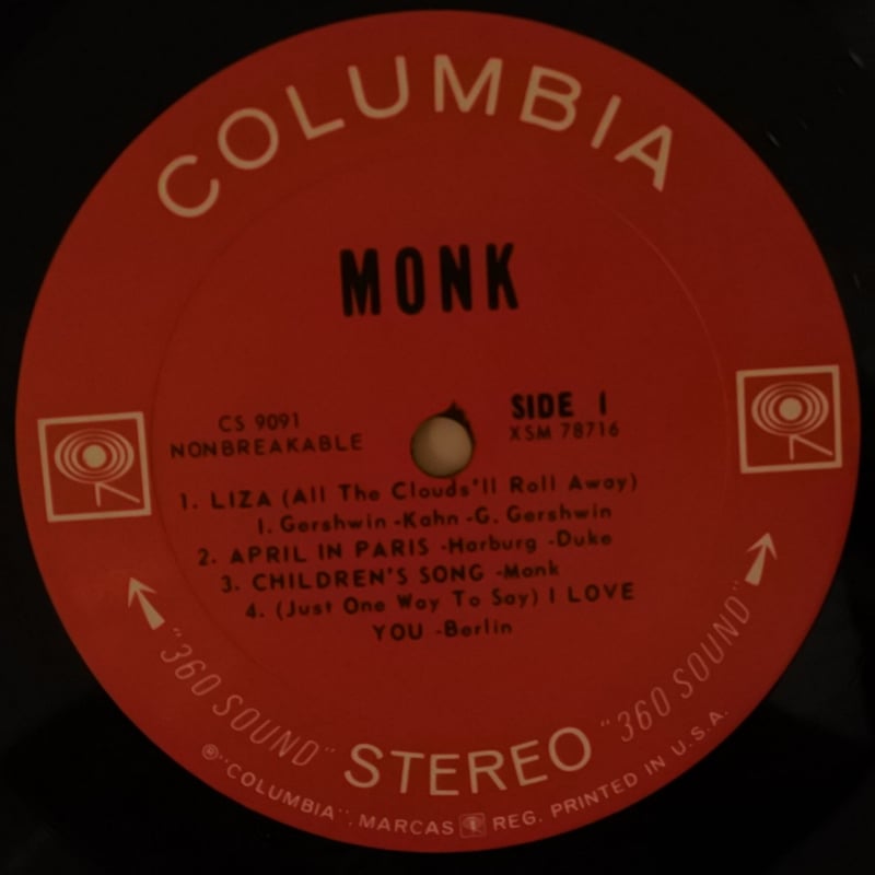 Thelonious Monk ‎– Monk.（Columbia ‎– CS 9091）st