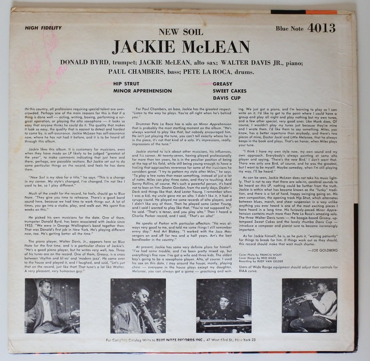 Jackie McLean ‎– New Soil （Blue Note ‎– BLP 40