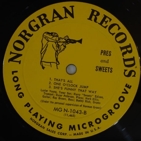 Lester Young,  Harry Edison  ‎– Pres & Sweets（Norgran Records ‎– MG N-1043）mono