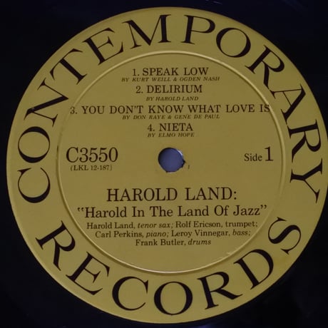 Harold Land  ‎– Harold In The Land Of Jazz（Contemporary Records ‎– C3550）mono