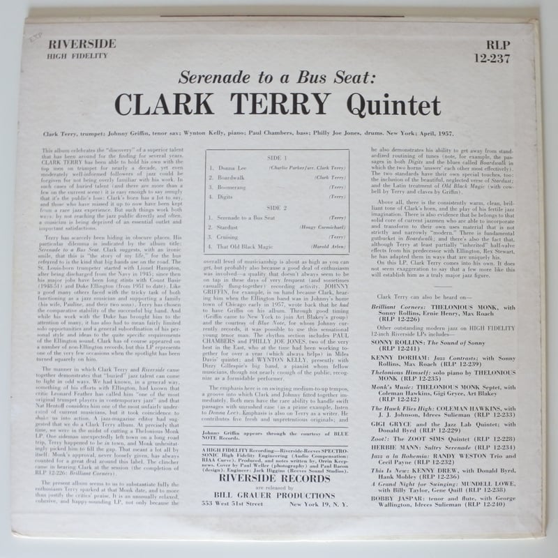 Clark Terry Quintet ‎– Serenade To A Bus Seat