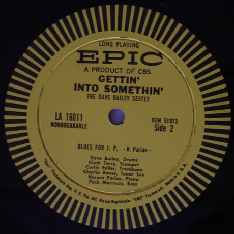 The Dave Bailey Sextet  ‎– Gettin' Into Somethin'  （Epic ‎– LA 16011）mono