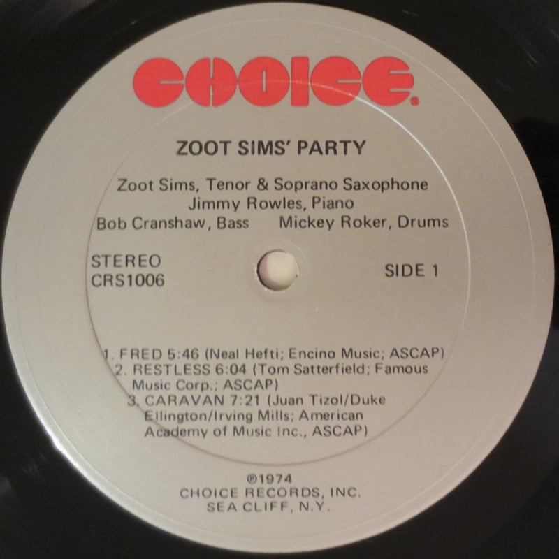 Zoot Sims ‎– Zoot Sims' Party（Choice Records ‎–