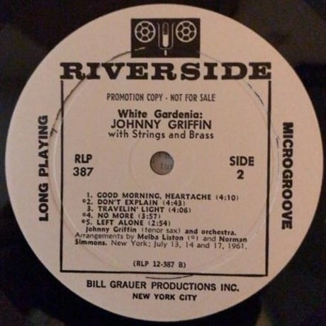 Johnny Griffin ‎– White Gardenia（Riverside Records ‎– RLP 387）mono