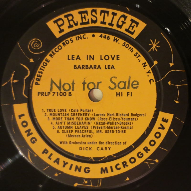Barbara Lea - Lea In Love（Prestige - 7100）mono