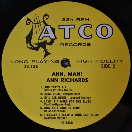 Ann Richards  ‎– Ann, Man! （ATCO Records ‎– 33-136）mono