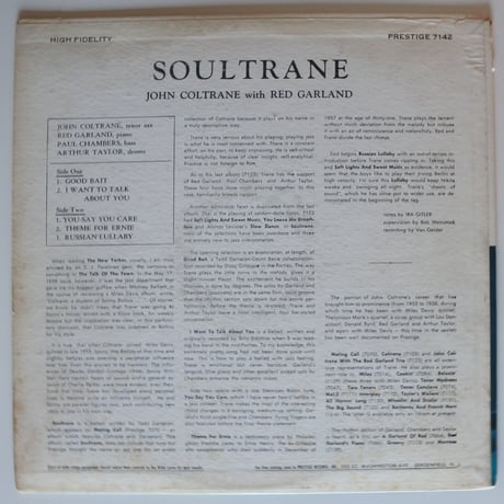John Coltrane ‎– Soultrane（Prestige - 7142）mono