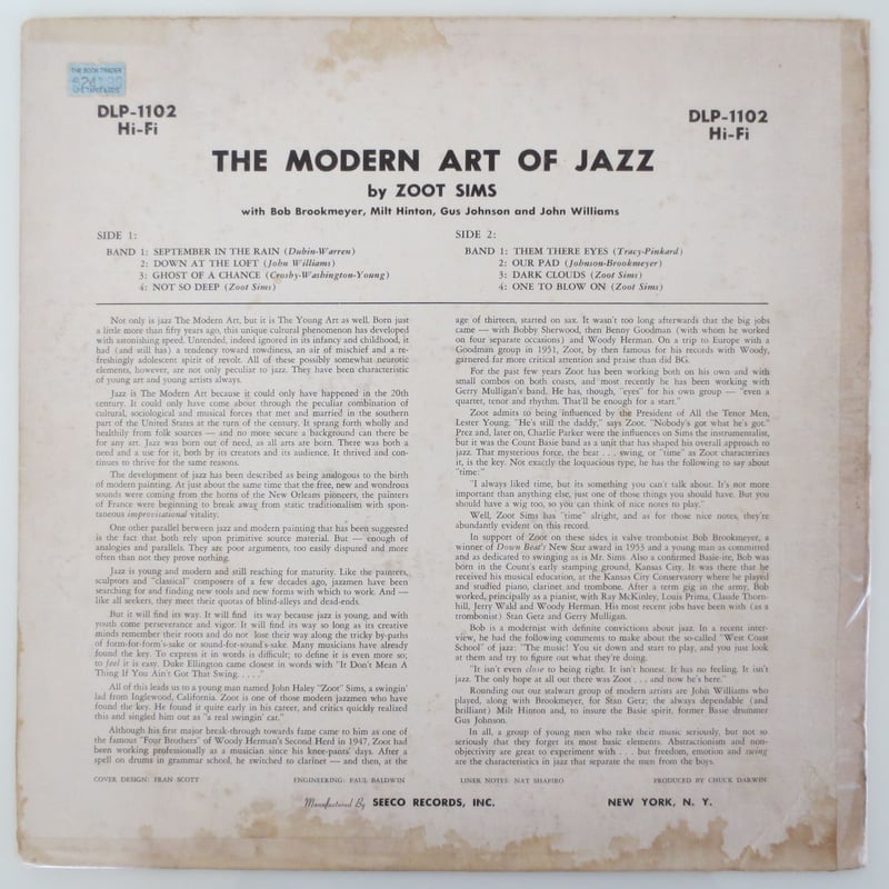 Zoot Sims ‎– The Modern Art Of Jazz（Dawn ‎– DLP