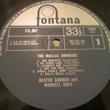 Dexter Gordon, Wardell Gray ‎– The Master Swingers! (Fontana FJL 907）stereo