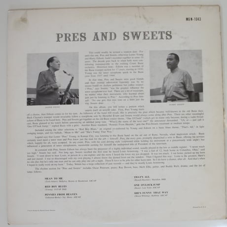 Lester Young,  Harry Edison  ‎– Pres & Sweets（Norgran Records ‎– MG N-1043）mono