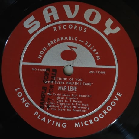 Marlene ‎– I Think Of You With Every Breath I Take （Savoy Records ‎– MG-12058）mono