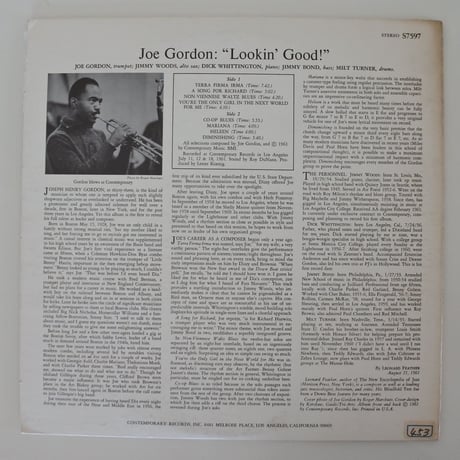 Joe Gordon ‎– Lookin' Good（Contemporary Records ‎– S7597）stereo