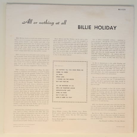 Billie Holiday ‎– All Or Nothing At All (Verve Records ‎– MG V-8329) mono