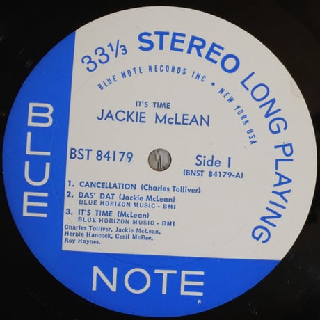 Jackie McLean  ‎– It's Time! （Blue Note ‎– BST 84179）stereo