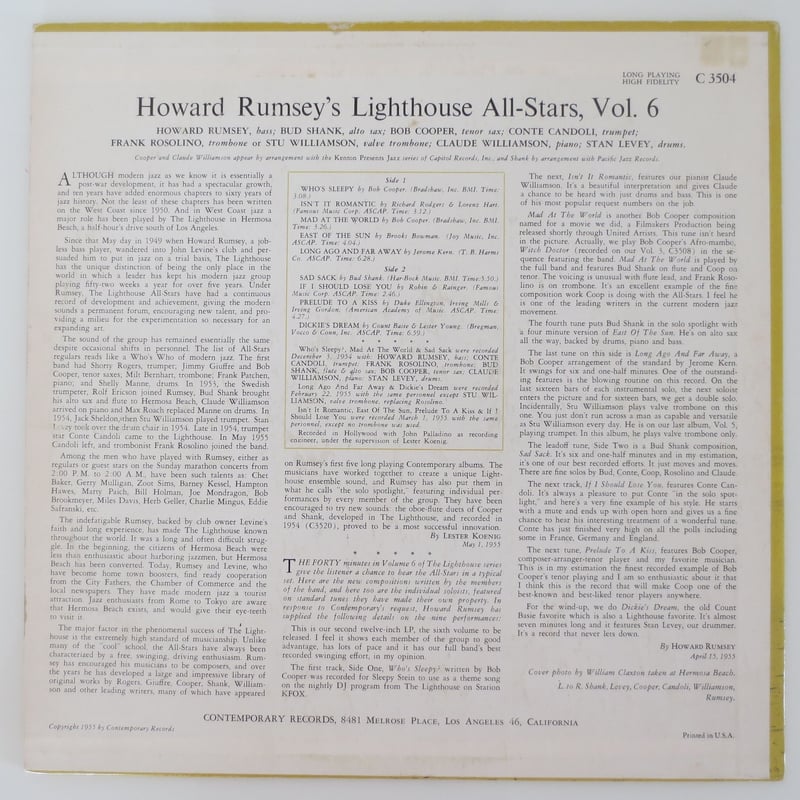Howard Rumsey's Lighthouse All-Stars ‎– Vol. 6（