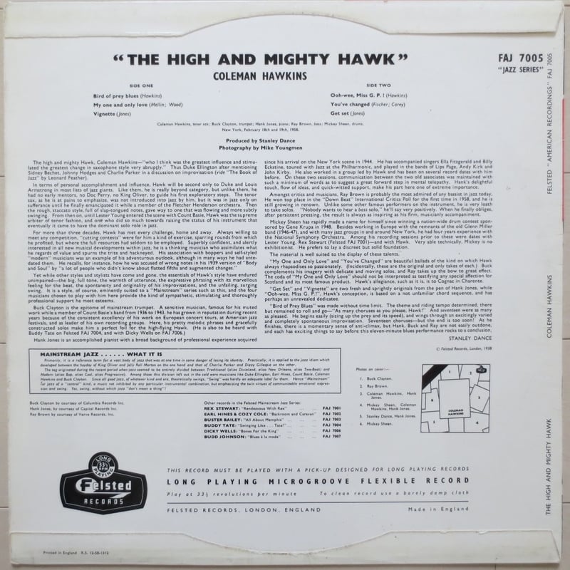 Coleman Hawkins / The High and Mighty Hawk (FAJ 7005) mono