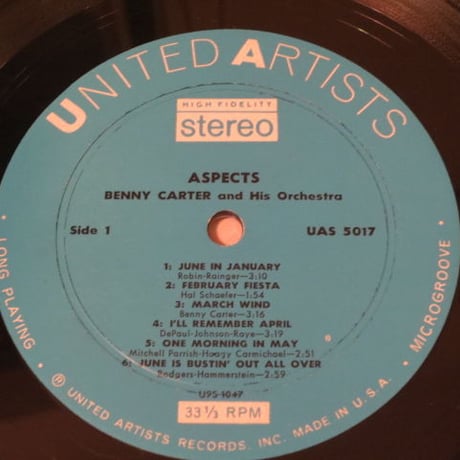 Benny Carter / Aspects (United Artists UAS 5017) stereo
