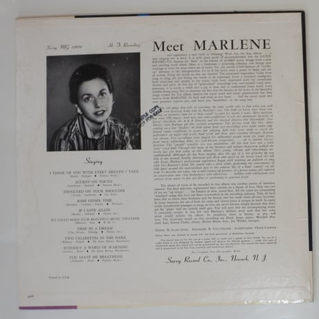 Marlene ‎– I Think Of You With Every Breath I Take （Savoy Records ‎– MG-12058）mono