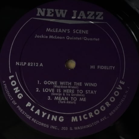 Jackie McLean ‎– McLean's Scene（ New Jazz ‎– 8212）mono