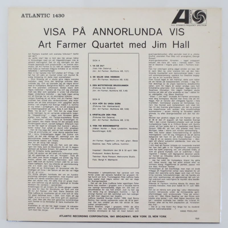 The Art Farmer Quartet Featuring Jim Hall ‎– To