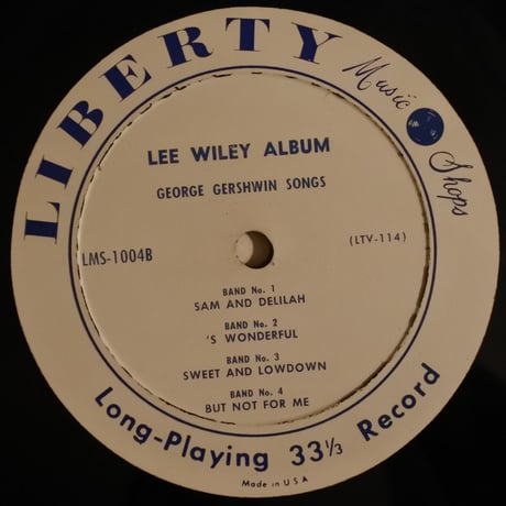 Lee Wiley ‎– Eight Show Tunes From Scores by George Gershwin（Liberty Music Shops ‎– LMS-1004）