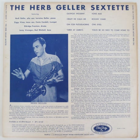 The Herb Geller Sextette ‎– The Herb Geller Sextette（EmArcy ‎– MG 36040）mono