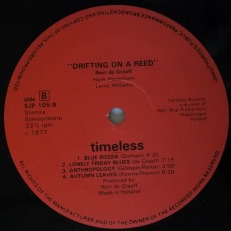 Rein De Graaff  ‎– Drifting On A Reed（Timeless Records ‎– SJP 105）stereo