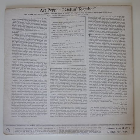 Art Pepper - Gettin' Together!（Contemporary Records – M3573）mono