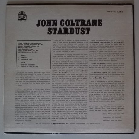 John Coltrane  ‎– Stardust （Prestige ‎– PR 7268）mono